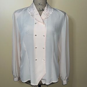 Vintage Embroidered Collar Long Sleeve Blouse